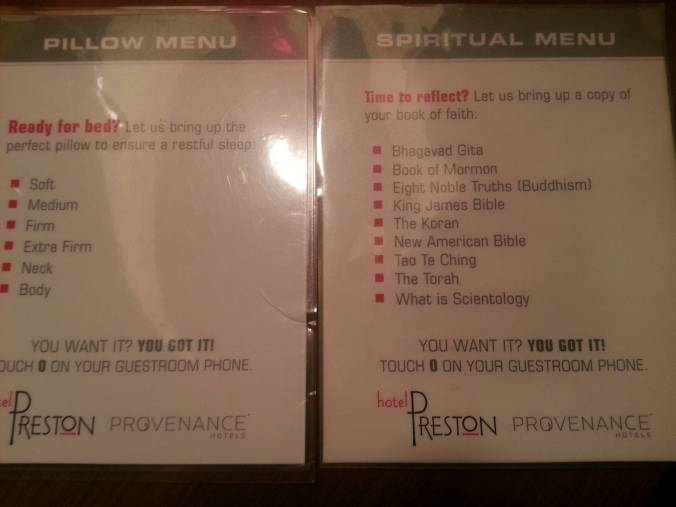 spiritual menu
